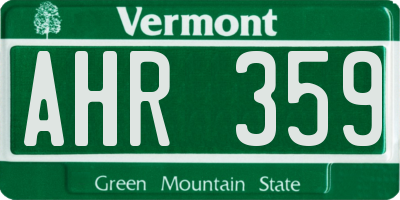 VT license plate AHR359