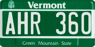 VT license plate AHR360