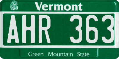 VT license plate AHR363