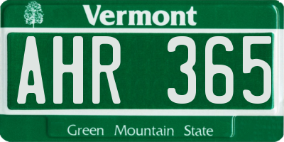 VT license plate AHR365