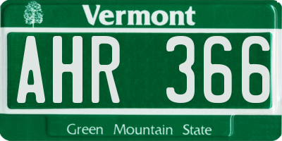VT license plate AHR366