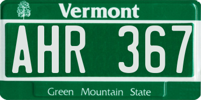 VT license plate AHR367