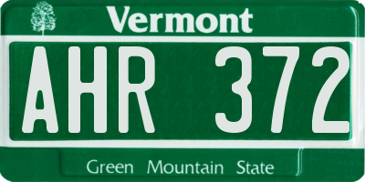 VT license plate AHR372