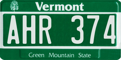 VT license plate AHR374