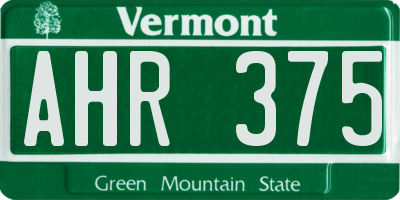 VT license plate AHR375