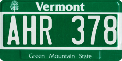 VT license plate AHR378