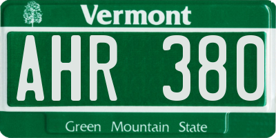 VT license plate AHR380
