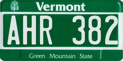VT license plate AHR382