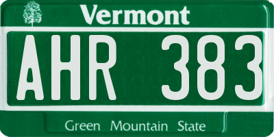 VT license plate AHR383