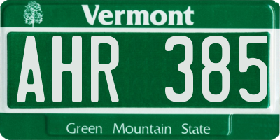 VT license plate AHR385