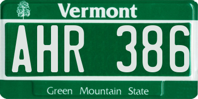 VT license plate AHR386