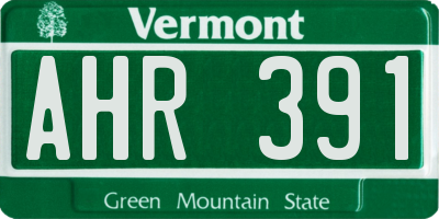 VT license plate AHR391