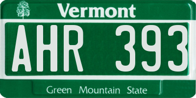 VT license plate AHR393