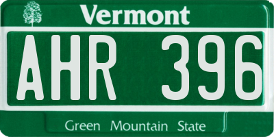 VT license plate AHR396