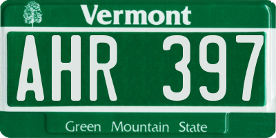 VT license plate AHR397