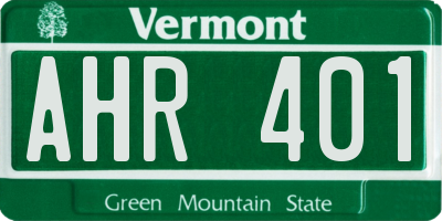 VT license plate AHR401