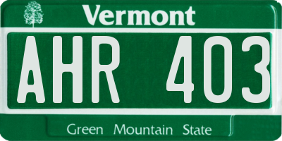 VT license plate AHR403