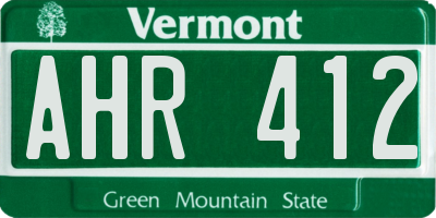VT license plate AHR412