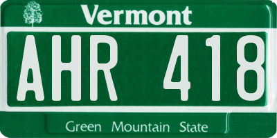 VT license plate AHR418