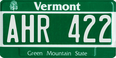 VT license plate AHR422