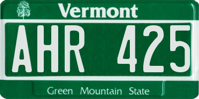 VT license plate AHR425