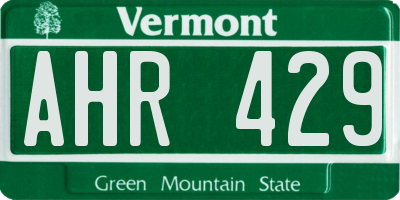 VT license plate AHR429