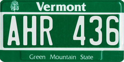 VT license plate AHR436