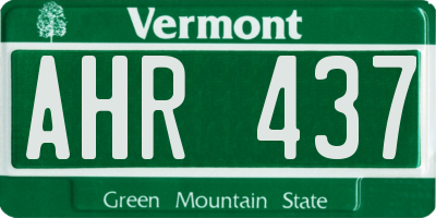 VT license plate AHR437