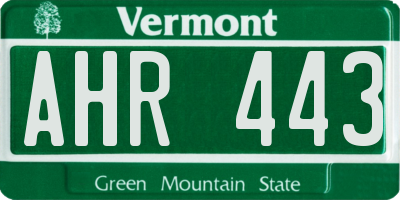 VT license plate AHR443