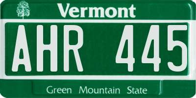 VT license plate AHR445