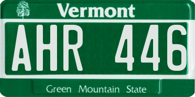 VT license plate AHR446