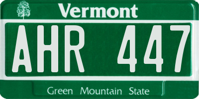 VT license plate AHR447