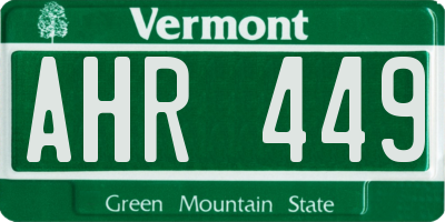VT license plate AHR449