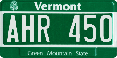 VT license plate AHR450