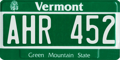 VT license plate AHR452