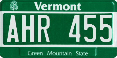 VT license plate AHR455