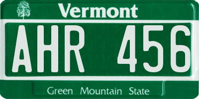 VT license plate AHR456