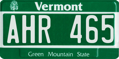VT license plate AHR465