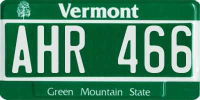 VT license plate AHR466