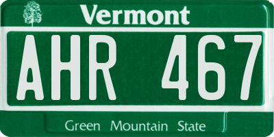 VT license plate AHR467