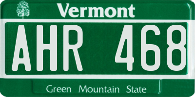 VT license plate AHR468