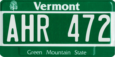 VT license plate AHR472