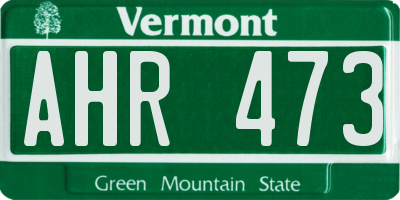 VT license plate AHR473