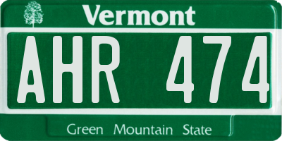 VT license plate AHR474