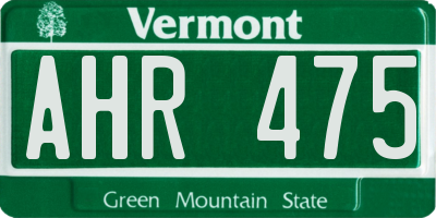 VT license plate AHR475