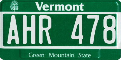 VT license plate AHR478