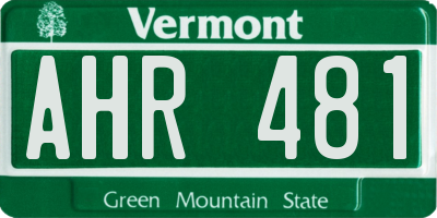 VT license plate AHR481