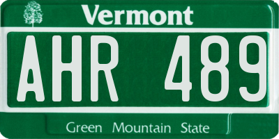 VT license plate AHR489