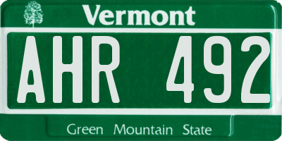 VT license plate AHR492