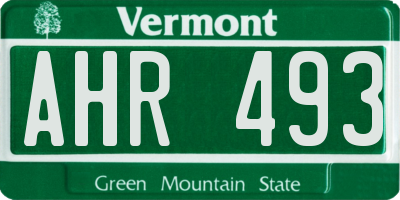 VT license plate AHR493